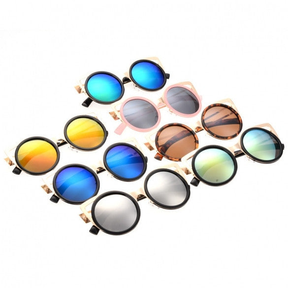  Lady Women's Retro Charming Round Lens Hollow Out Full Frame Sunglasses