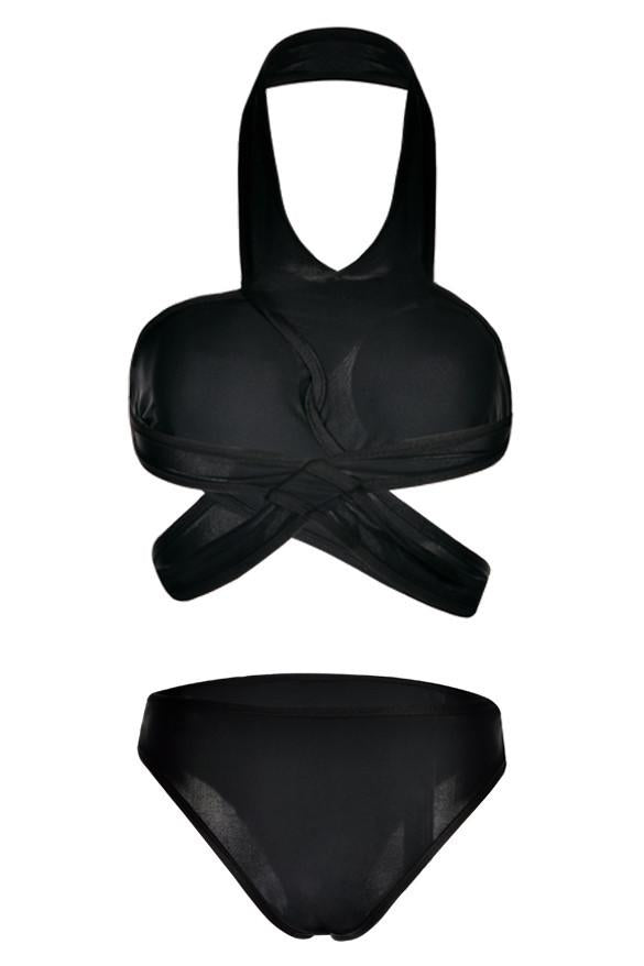 Pad Cross Bandage Low Waist Hollow Out Bikini Swimwear - MeetYoursFashion - 4