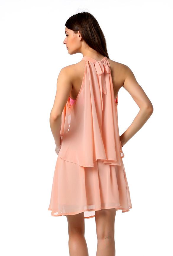 Mini Halter Chiffon Crop Top Short Skirt Two Piece Dress Suit - Meet Yours Fashion - 5