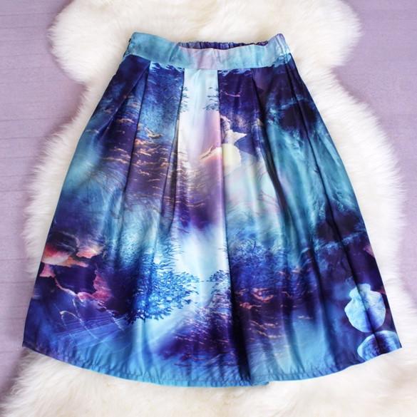 Women's Print Pleated Loose Knee Length Skirt – May Your Fashion