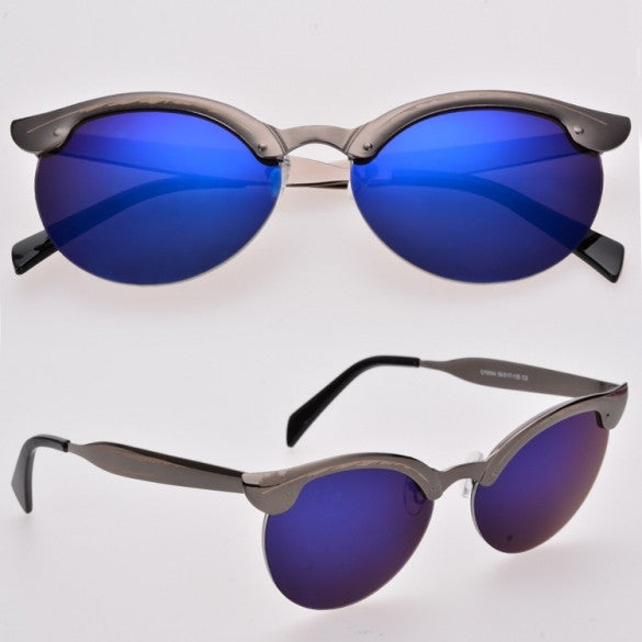 New Classic Retro Unisex Fashion Vintage Style Semi-Rimless Sunglasses