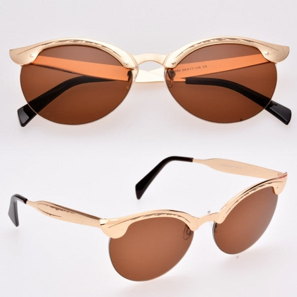 New Classic Retro Unisex Fashion Vintage Style Semi-Rimless Sunglasses
