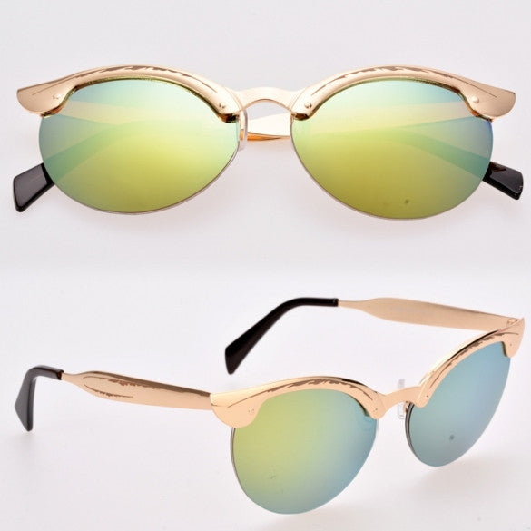 New Classic Retro Unisex Fashion Vintage Style Semi-Rimless Sunglasses