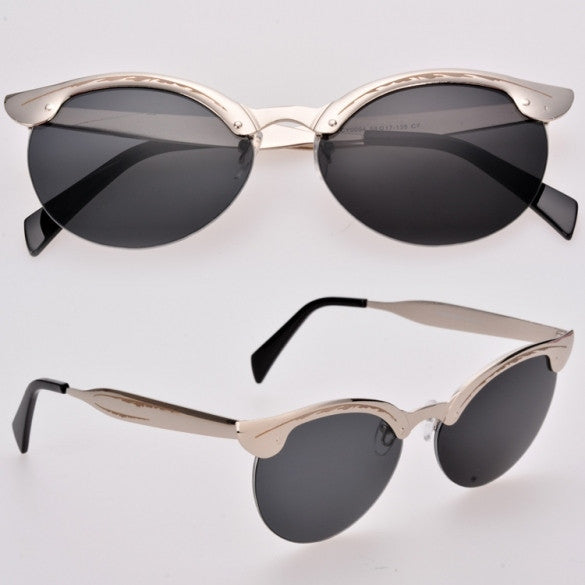 New Classic Retro Unisex Fashion Vintage Style Semi-Rimless Sunglasses