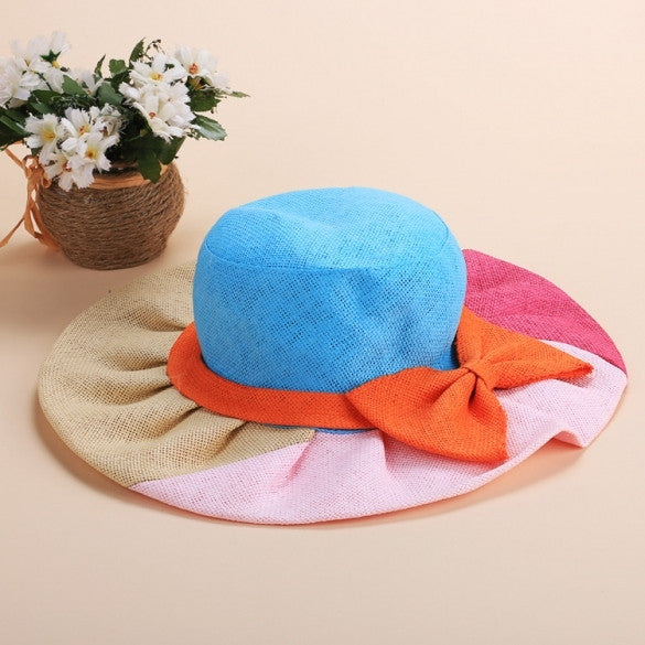 Fashion Women And Girls Summer Bohemian Casual Bowknot Straw Wide Brim Beach Sun Hats