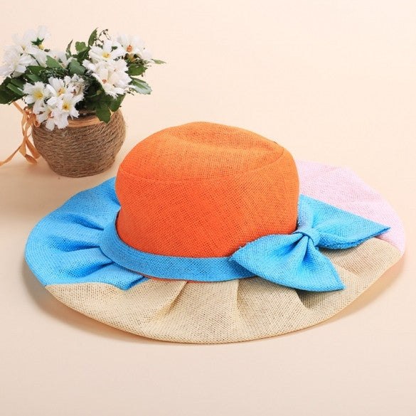Fashion Women And Girls Summer Bohemian Casual Bowknot Straw Wide Brim Beach Sun Hats