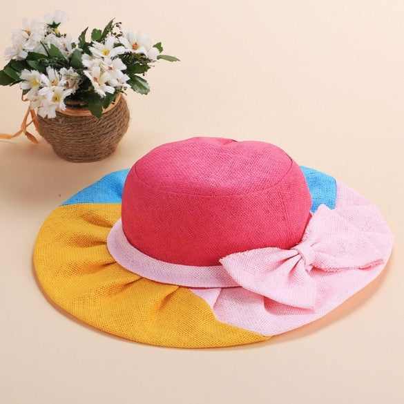 Fashion Women And Girls Summer Bohemian Casual Bowknot Straw Wide Brim Beach Sun Hats