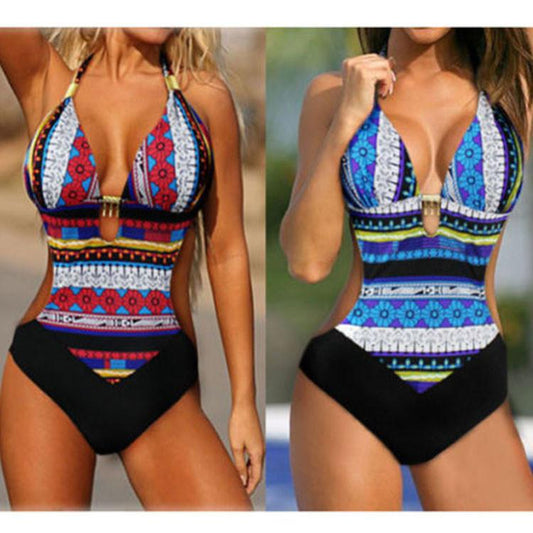 One Piece Bohemia Padded Bandage Backless Bikini Swimwear - MeetYoursFashion - 1