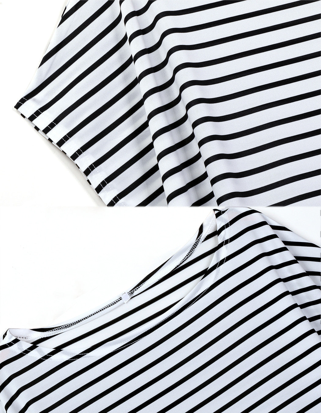 Loose One Shoulder Bat-wing Sleeve Stripe Irregular Plus Size Dress - May Your Fashion - 5