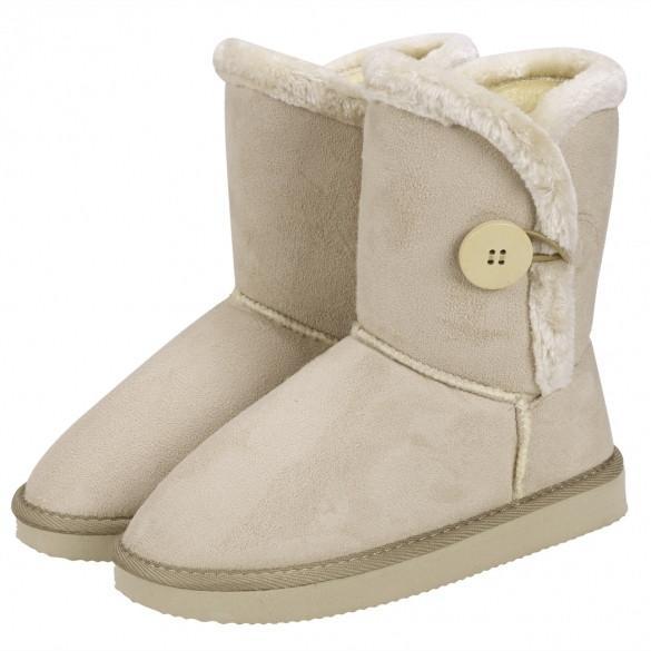 Women Winter Fashion Faux Fur Suede EVA Solid Button Closure Warm Short Snow Boots