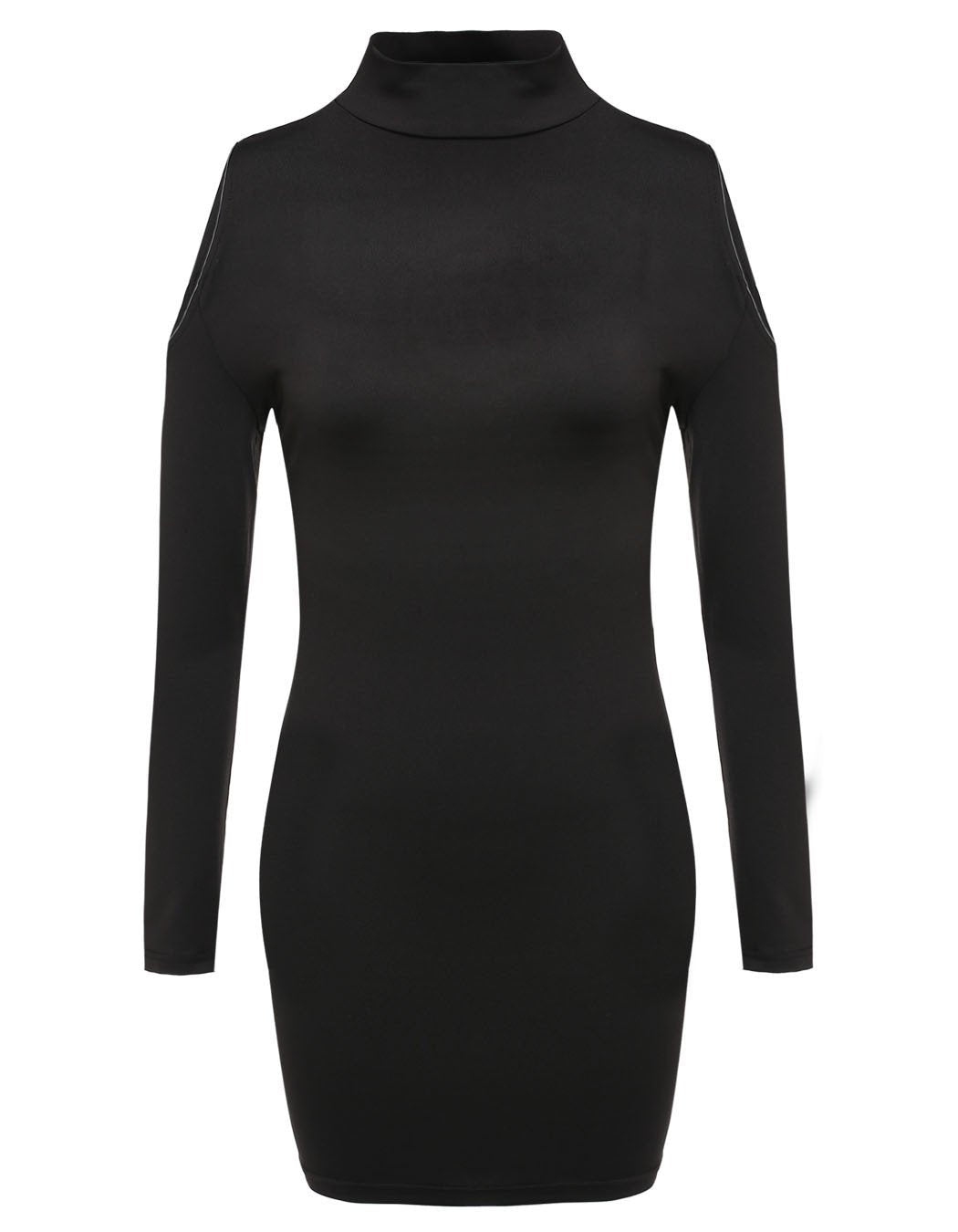 New Fashion Women Sexy Slim Bodycon Turtle Neck Off Shoulder Elastic Mini Dress - MeetYoursFashion - 3
