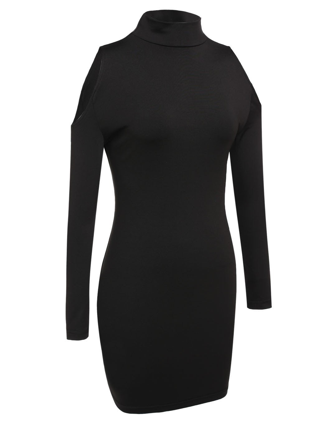 New Fashion Women Sexy Slim Bodycon Turtle Neck Off Shoulder Elastic Mini Dress - MeetYoursFashion - 4