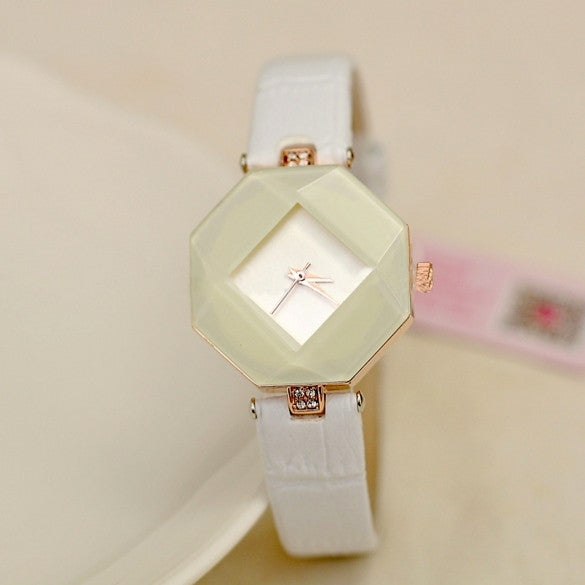 Fashion Women 3 Colors Ladies Watch Rhinestone Synthetic Leather Band Analog Quartz Casual Wristwatch - May Your Fashion - 4