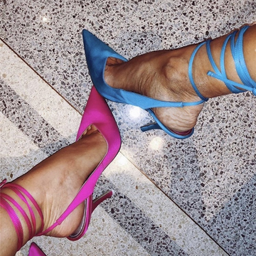 Pointed Toe Strap Bright Color High Heels