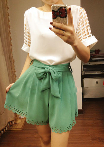 Scoop Short Sleeves Pure Color Casual Plus Size T-shirt