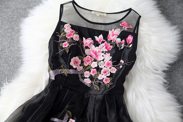 Charming Flower Embroidery Short Skater Dress - May Your Fashion - 4