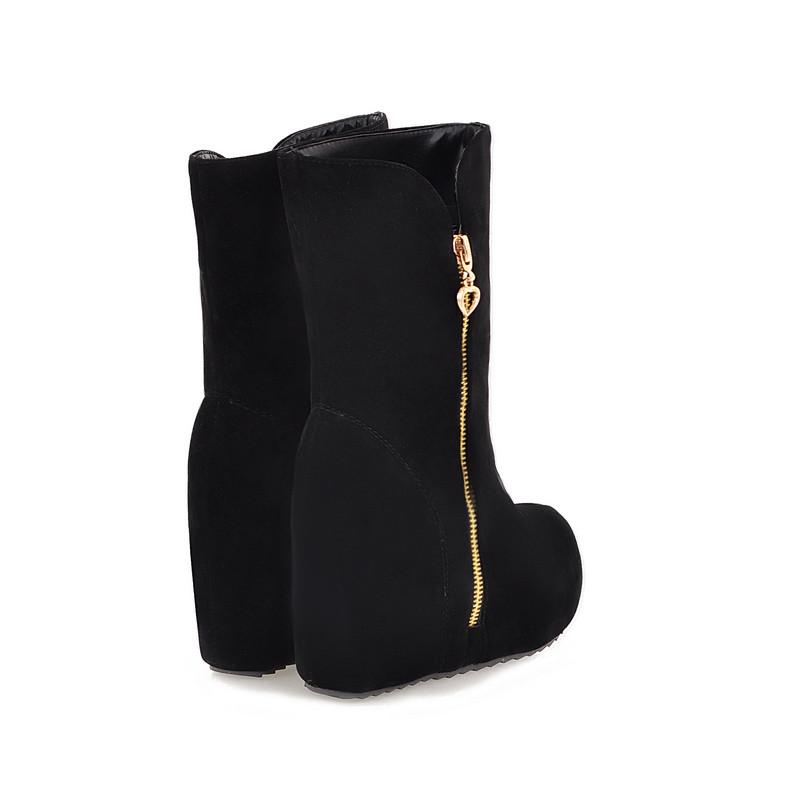 Sweet Increased Wedge Side Zipper PU Boots