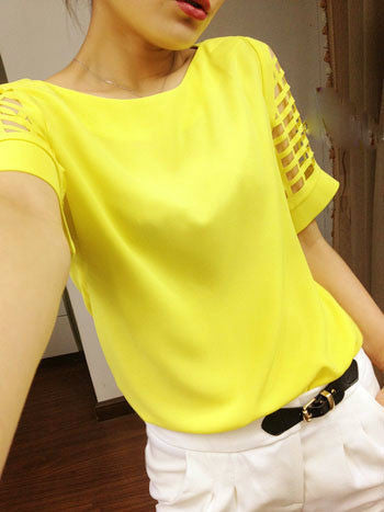 Scoop Short Sleeves Pure Color Casual Plus Size T-shirt