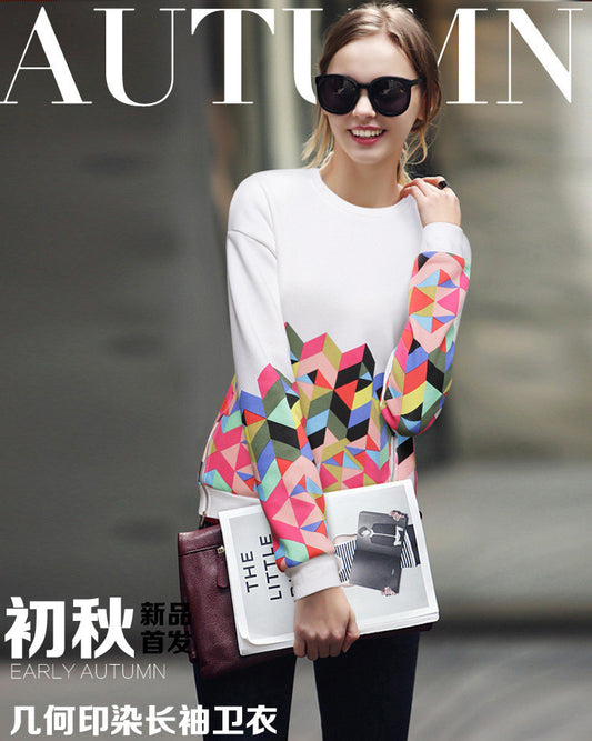 Trendy Print Scoop Pullover Light Slim Sweatshirt - May Your Fashion - 1