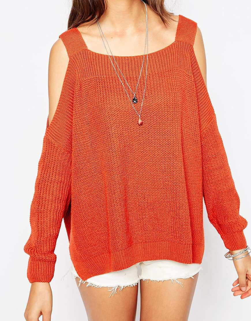 Fashion Sexy Dew Shoulder Irregular Loose Sweater