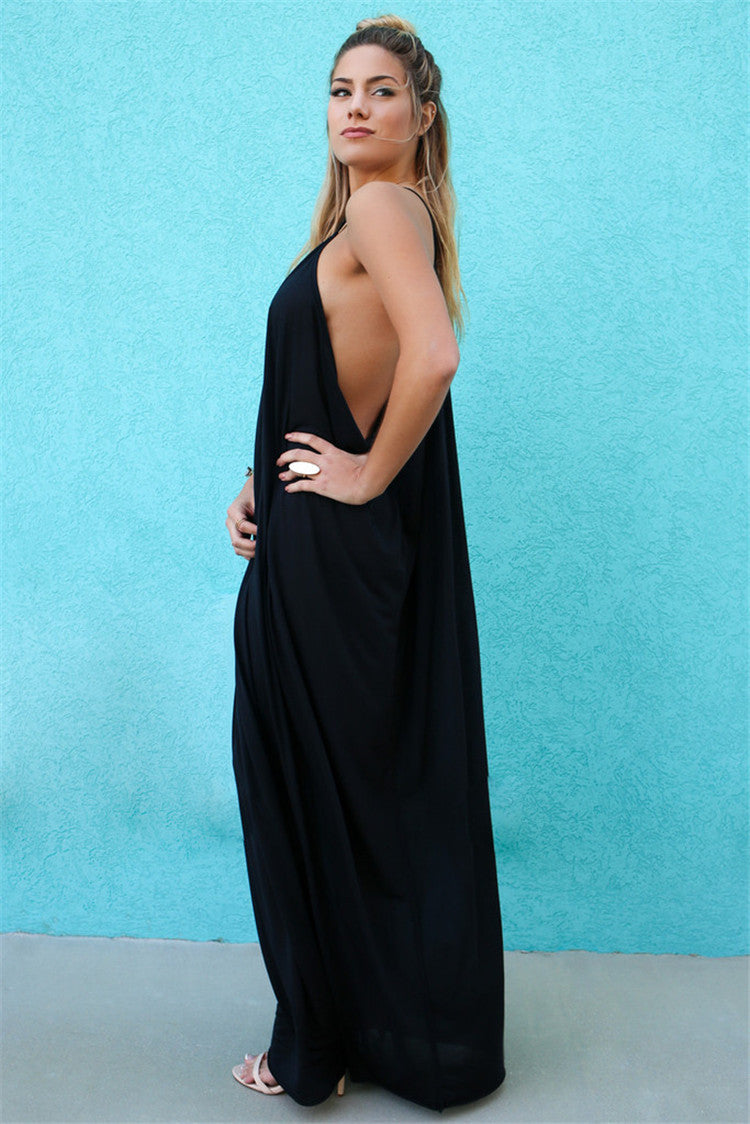 Spaghetti Straps Backless Scoop Long Dress
