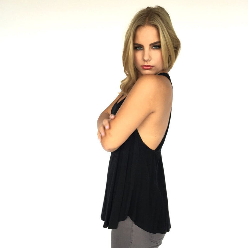 Scoop Sleeveless Backless Pure Color Backcross Blouse - May Your Fashion - 5