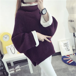 Korean Solid Color Knit Big Pullover Splicing Sweater - May Your Fashion - 4
