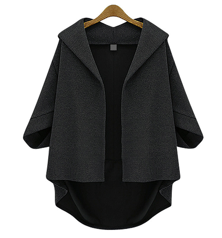 Solid 3/4 Sleeves Cardigan Batwing Plus Size Coat - May Your Fashion - 7