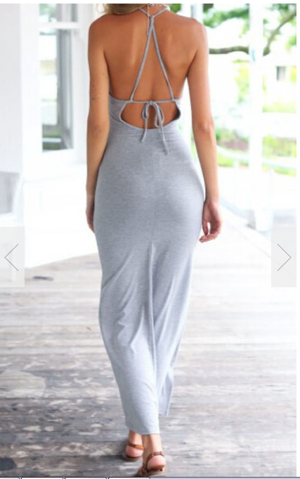 Spaghetti Strap Split Backless Solid Slim Beach Dress - May Your Fashion - 6