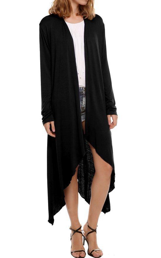 Pure Color Irregular Long Knit Wear Coat