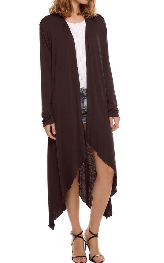 Pure Color Irregular Long Knit Wear Coat