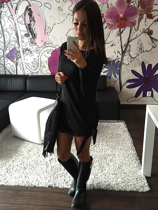 Sexy Long Sleeves Loose Short Split Dress - MeetYoursFashion - 2