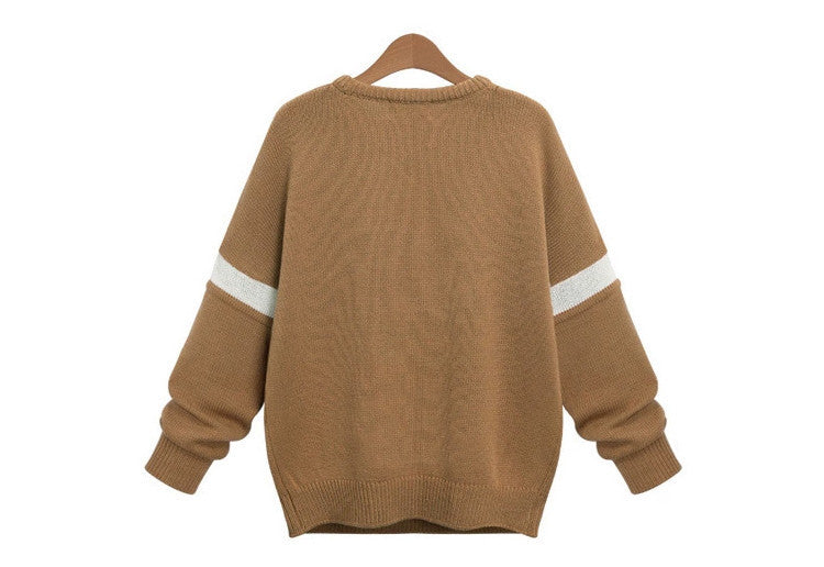 Mickey Print Fashion Scoop Long Sleeve Loose Students Sweater