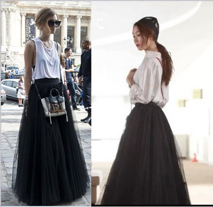 High Waist Mesh Flared Ruffled Maxi Skirt - Meet Yours Fashion - 2