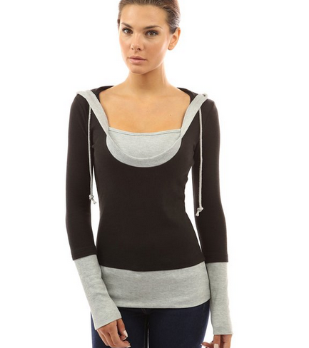 Splicing Pullover Hooded Slim Long Sleeve - May Your Fashion - 1