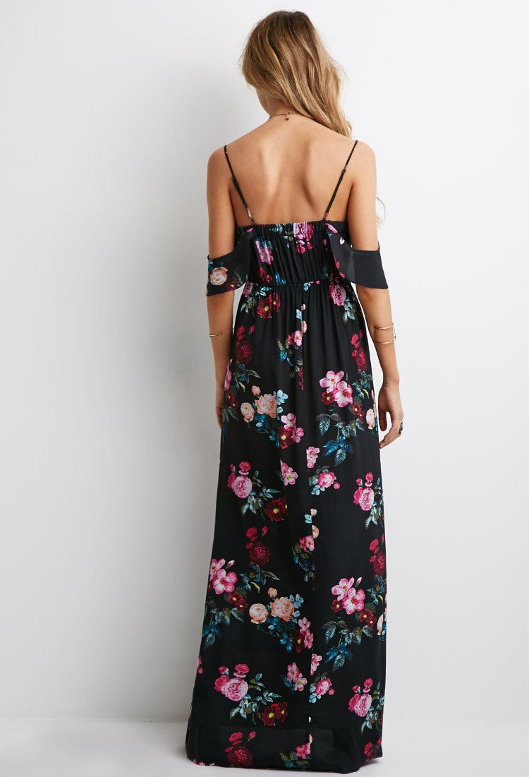 Spaghetti Strap Print Floor-length Sleeveless Dress