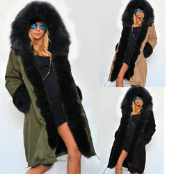 Zipper Hooded Faux Fur Cuff Long Cotton Coat - May Your Fashion - 2