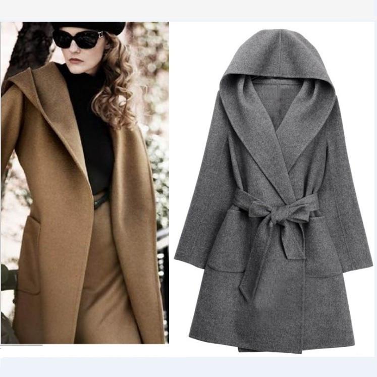 Hooded Belt Casual Suede Mid-length Plus Size Coat – May Your Fashion
