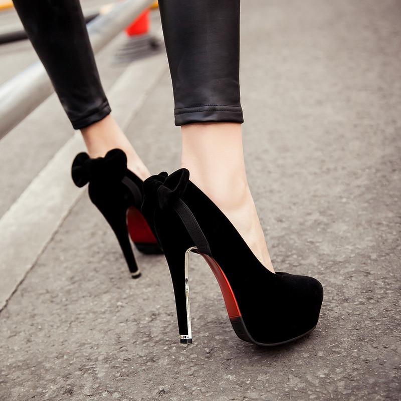 Sexy Bride Red Wedding Bowknot High Heels Shoes