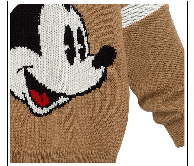 Mickey Print Fashion Scoop Long Sleeve Loose Students Sweater