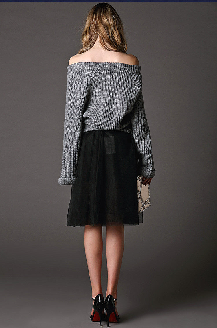 Sexy Off Shoulder Loose Knitting Sweater