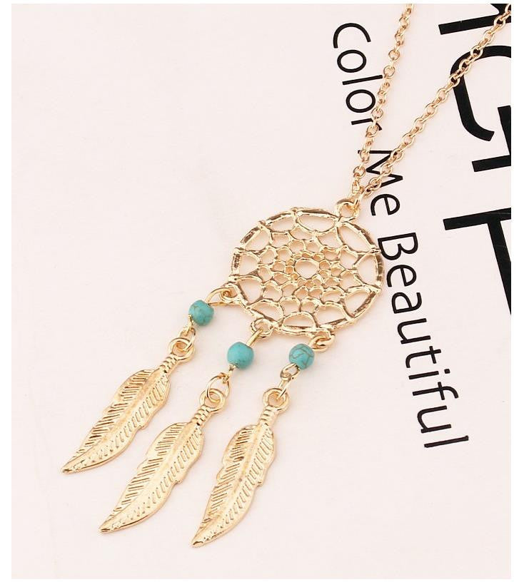 Europe Fashion Feather Clavicle Pendant Necklace
