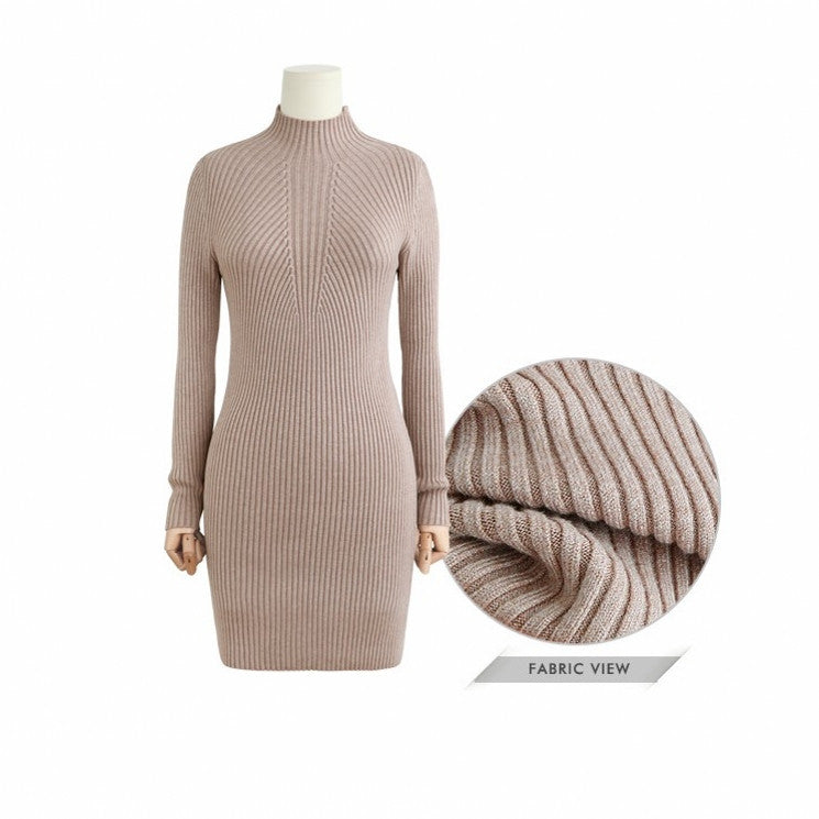 High Neck Bodycon Knitting Sweater Dress