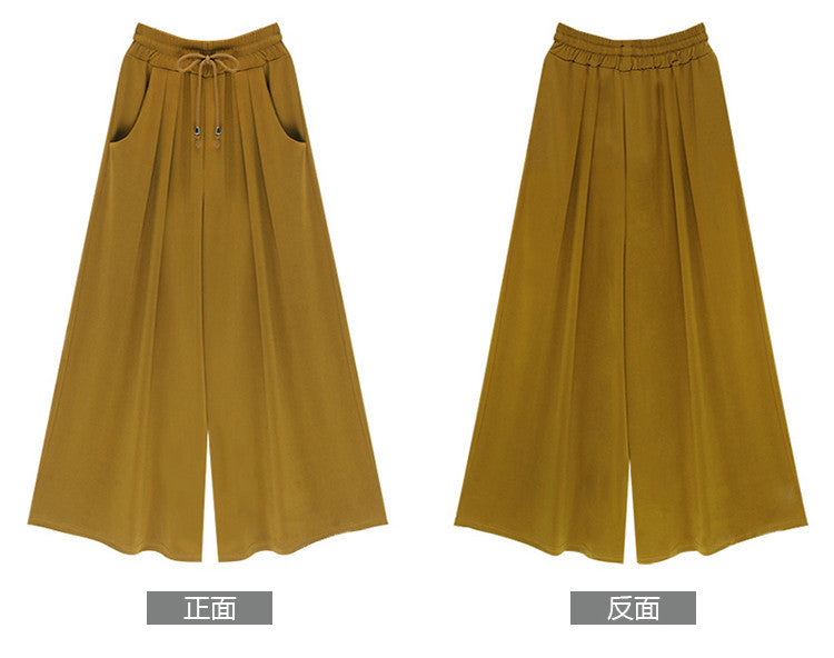 Drawstring Loose Wide Leg Casual Plus Size 9/10 Pants