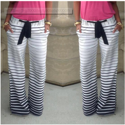 Drawstring Striped Wide Legs Casual Sport Pants