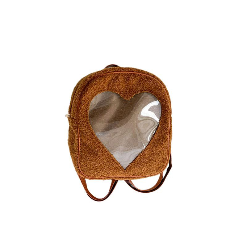 Transparent Love Heart Backpack Fashion Storage Bag Casual Storage Bag Satchel Bookbag for Girls