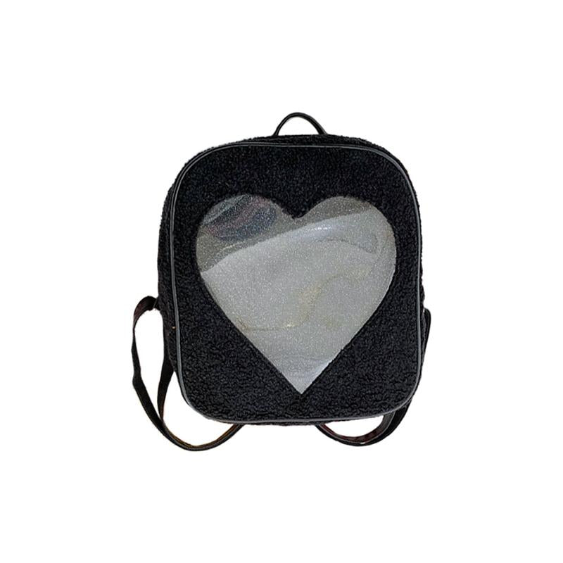 Transparent Love Heart Backpack Fashion Storage Bag Casual Storage Bag Satchel Bookbag for Girls