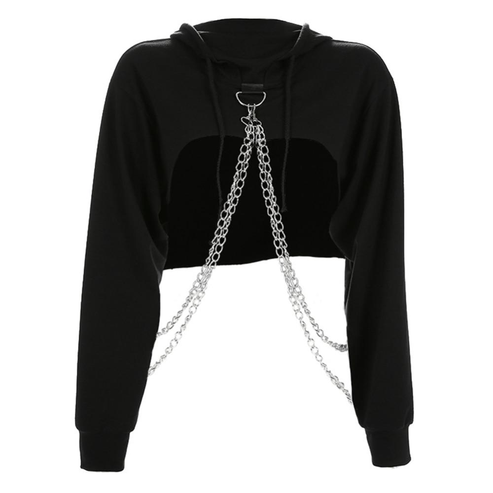 Women Plaid Casual Streetwear Sweatshirt Hoodie Crop Top Jumper Pullover Chain Stitching Short Loose Sweatshirt Plaid Shirt