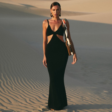Sensual Exposed Back Strapless Floor Length Dress