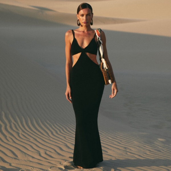 Sensual Exposed Back Strapless Floor Length Dress
